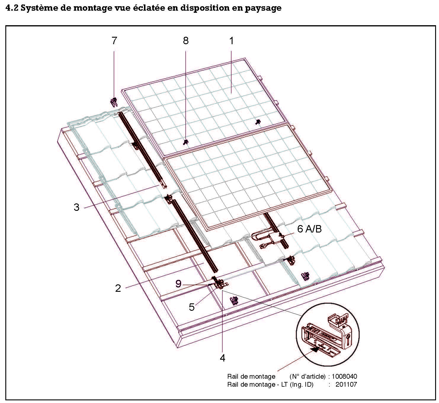 Systeme montage vue eclatée paysage Toit Tuiles FR